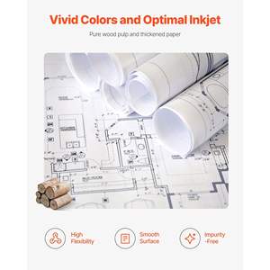 Rouleau de papier pour traceur grand format 24 x 300 pieds, 2 noyaux, 20 lb, papier bond pour plans CAO, plans d'ingénierie, cartes SIG, plans architecturaux 2 - Product Image 5