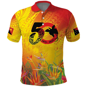 Camiseta Polo Tribal Polinesia Personalizada para Hombre, Impresión por Sublimación, Gráfico del 50 Aniversario de Papúa Nueva Guinea (PNG), Camisetas Polo de Golf - Product Image 4
