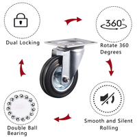 Produsen Roda Karet Caster yang Senyap, Ramah Lantai, Dapat Diputar, Kaku, Ukuran 3.5 inci, 4 inci, 5 inci, 6 inci, 8 inci, dengan Rem