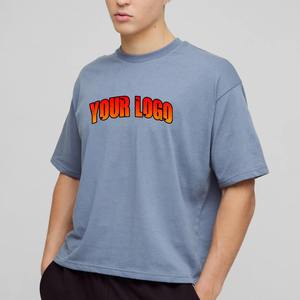 Custom Blue Grey Oversized T Shirt Heavy Cotton Streetwear Tee Premium oversized loose fit T Shirt Men Drop shoulder streetwear - Product Image 5