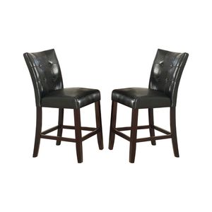 Ensemble de 2 chaises hautes de salle à manger rembourrées en cuir noir - Product Image 1