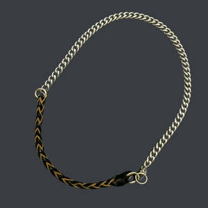 Pure Titanium Steel Gold Plated <b>Chain</b> with Black and Light Brown Beaded <b>Rope</b> Necklace for Men and Boys-17 Inch - Product Image 5