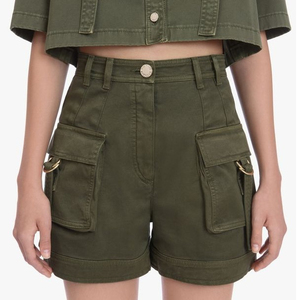 Shorts cargo en satin multi-poches pour femme 2026, 100 % coton, séchage rapide, coupe ajustée, taille élastique, sur mesure, streetwear, haute qualité - Product Image 3