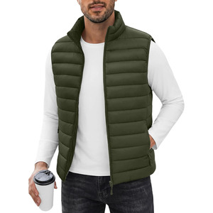 <b>Men</b> <b>Black</b> Quilted Puffer <b>Vest</b> Stand Collar Zipper Closure Windproof Casual Outerwear Autumn Wear - Product Image 5