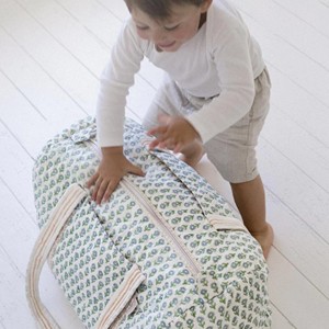 Handmade Cotton Quilted Duffle Bag Lightweight Spacious Interior Durable Construction Elegant Block Print Perfect For Travel - Product Image 2