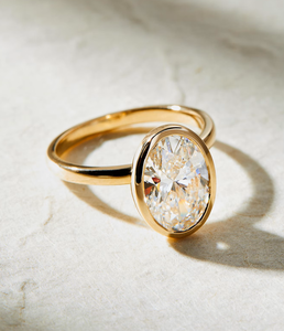 Anillo de Compromiso con Diamante Cultivado en Laboratorio de Corte Ovalado, Oro de 14K, Anillo Nupcial de Lujo para Mujer - Product Image 1