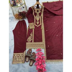 Conjunto de Traje de Fiesta para Mujer de Diseñador con Elegante Top Plazzo y Hermoso Dupatta - Product Image 5