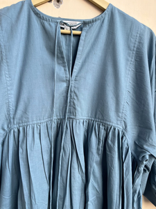 Robe longue bohème en coton à la mode 2026 avec col en V à pampilles et manches 3/4, tenue décontractée d'été pour femme - Product Image 2