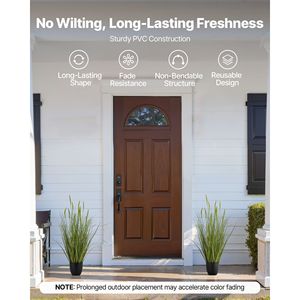 Confezione da 2 Piante Artificiali di Cattail da 35 Pollici, Finto Prato in PVC Premium, Arbusti Verdi Finti per Interni ed Esterni, Pianta Artificiale in Vaso Premium - Product Image 4