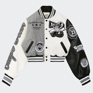 Veste universitaire en laine et cuir personnalisée avec broderie chenille, style streetwear premium unisexe - Product Image 1