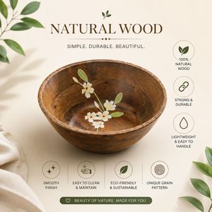 ชามสลัดไม้ธรรมชาติพรีเมียม ชามไม้ทำมือสำหรับเสิร์ฟผลไม้ เป็นมิตรกับสิ่งแวดล้อม ของตกแต่งโต๊ะอาหารในครัว ของขวัญสำหรับบ้าน - Product Image 5