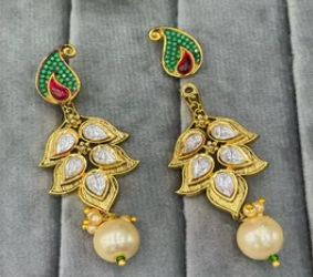 ต่างหูชุบทองมีสไตล์สำหรับผู้หญิงต่างหูทองเหลืองแท้ทันสมัยสำหรับงานแต่งงานสมัยใหม่ - Product Image 2