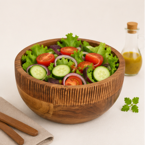 Ensaladera Artesanal de Madera de Acacia, Tazón Grande de Madera Natural Sólida para Servir Frutas y Verduras, Utensilios de Cocina y Vajilla - Product Image 6