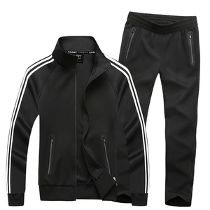 Ensemble de survêtement pour homme, couleur unie, sweat-shirt à fermeture éclair à manches longues, poches latérales, tenue décontractée sportive, respirant et léger pour l'été, 2 en 1 - Product Image 3