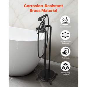 Robinet de baignoire à pieds en bronze huilé vintage, douchette à main de 59 pouces de long, bec rotatif à 360 degrés - Product Image 5