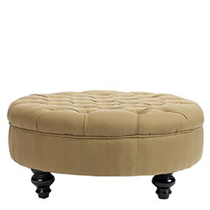 Pouf Ottoman Moderne et Simple en Bois Véritable, Mousse et Tissu, Forme Ronde, pour Salon et Salle à Manger - Product Image 1
