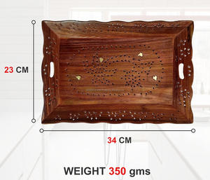 Bandeja de Madera al por Mayor, Bandeja de Madera Ecológica Personalizada para Servir Frutas con Asas para Uso Artesanal - Product Image 2