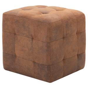 2 poufs en simili daim marron 11,8"x11,8"x11,8" - Tabourets et ottomanes - Product Image 2