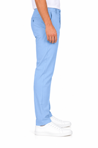 Pantalones de Vestir para Hombre 100% Algodón, Corte Recto, Color Azul Claro, Estilo Casual Elegante, Cierre de Botones, Antiarrugas, Ligeros - Product Image 3