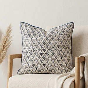 Funda de cojín con estampado de rayas azul marino, borde ribeteado, cojín decorativo de diseño, estilo escandinavo para el hogar - Product Image 6