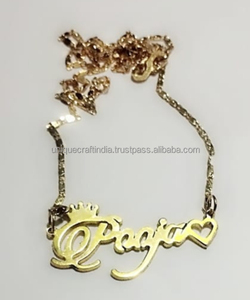 Collar con Colgante de Cadena de Latón Forjado, Diseño Geométrico, Hecho a Mano, Estilo Moderno para Mujer, Ideal para Bodas y Fiestas - Product Image 1