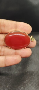 Colgante de Cornalina Roja Ovalada Natural al por Mayor, Joyería Artesanal de Declaración con Ónix Chapado en Oro, Estilo Tribal Robusto - Product Image 6