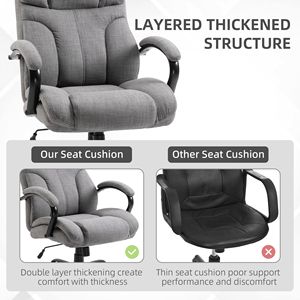 Sedia da Ufficio Ergonomica Direzionale 500 libbre, Sedia Grande e Alta con Seduta Ampia, Altezza Regolabile, Ruote Girevoli, Design a L - Product Image 4