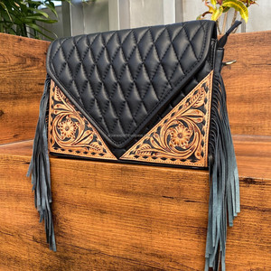 Créateur de mode femmes usiné à la main en cuir frange bandoulière enveloppe sac prix de gros diamant treillis matelassé pochette sacs à main - Product Image 3