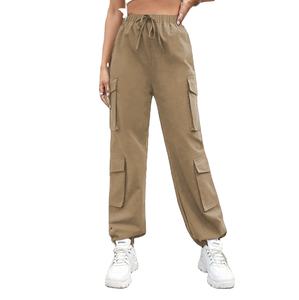 กางเกงคาร์โก้ผู้หญิงแบบหลวมรุ่นใหม่ปี 2026 ขายส่ง กางเกงวอร์มจีบพลีท กางเกงคาร์โก้ผู้หญิงแบบมีเชือกผูก มีบริการ OEM - Product Image 1