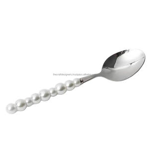 Magnifique cuillère d'une seule pièce blanc perlé poignée Accent cuillère hôtels et maison et restaurants ensemble de couverts et argenterie - Product Image 1