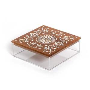 Boîte à chocolat carrée en acrylique de luxe avec incrustation de nacre, durable, multifonctionnelle, pour cadeaux du Ramadan et de l'Aïd, style minimaliste - Product Image 6