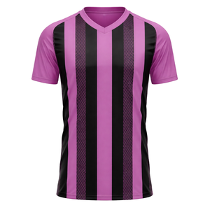 Maillot de football rayé rose et noir respirant, anti-humidité, pour entraînement sportif, uniforme d'équipe homme/femme - Product Image 2