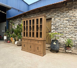 Étagère rustique en bois recyclé marron, meuble de salon avec vitrine pour usage domestique, provenant du Vietnam. - Product Image 2