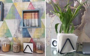 Porte-serviettes triangulaire décoratif support pour décoration de table et accessoires porte-mouchoirs de comptoir en métal pour hôtels à bas prix - Product Image 3