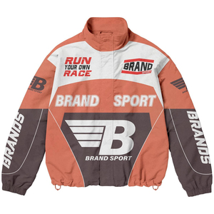 Wholesale Retro Motorsport Tracksuit Outfit Unisex Patchwork Sports <b>Jacket</b> and Elastic Waist Trousers - Product Image 2