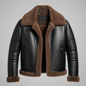 Nouvelle veste bomber automne-hiver en simili cuir de veau, coupe ample, grand col, contraste de couleurs, tendance, double face - Product Image 1