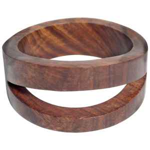 Brazalete de Madera de Mango Hecho a Mano, Joyería Escultural Moderna, Brazalete de Madera Sisoo con Diseño Curvo y Facetado, Ligero y Atrevido - Product Image 3