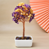 Arbre en céramique avec 7 chakras en éclats de cristal, fait main, pour la prospérité, la chance et la guérison spirituelle (vente en gros)