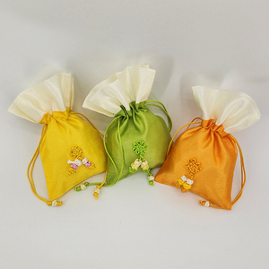 [Goyu] Mini Korean Traditional Bokjumeoni Drawstring Pouch Embroidered Patchwork Reusable Lightweight Polyester Cosmetic Bag - Product Image 4