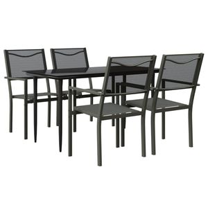 Set da Pranzo da Giardino Nero Antracite per 4 Persone, Struttura in Acciaio Resistente alle Intemperie, Arredamento da Esterno dal Design Contemporaneo - Product Image 4