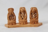 Figurine de singe Gandhi en bois faite à la main, style antique poli, pour décoration d'étagère, cadeau pour la maison
