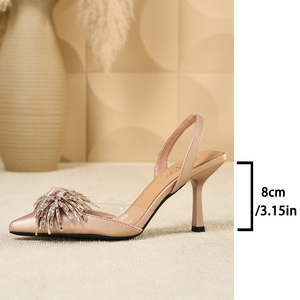 Rhinestone Firework Slingback Stilettos - Pointed Toe High Heel <b>Sandals</b> for Women - Product Image 5