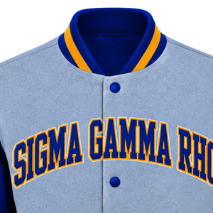 Chaqueta Bomber Personalizada de la Hermandad Griega Sigma Gamma Rho, Chaqueta Universitaria para Mujer, Diseño con Letras Bordadas, Moda Casual - Product Image 3