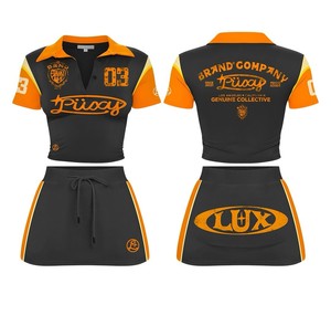 ชุดเซ็ต 2 ชิ้น เสื้อโปโลและกระโปรงสั้น ผ้าคุณภาพสูง TAHAD สำหรับผู้หญิง ดีไซน์เซ็กซี่ เหมาะสำหรับสาวสูง  แบบลำลอง แต่งสีสันตัดต่อ - Product Image 1