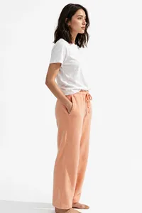 <b>Women</b> Peach Wide Leg Sweatpants High Waist Drawstring <b>Lounge</b> Pants Relaxed Fit Soft Casual <b>Trousers</b> Custom Color Size and Logo - Product Image 3