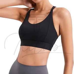 Women Sports Bra Racerback Scoop Neck Solid Black Breathable Medium Support Fitness Activewear Seamless Design - Product Image 6