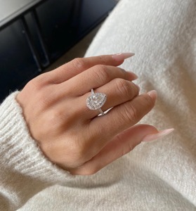 Anillo de Compromiso de Cristal con Corte de Pera para Mujer, Oro de 18K, Engaste de Puntas, Estilo Floral de Lujo, Chapado en Rodio, Certificado IGI - Product Image 3