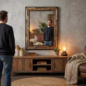 Orion Handicraft Premium Round Wooden <b>Wall</b> <b>Mirror</b> Modern Natural Wood Frame Decorative Handmade Eco-Friendly Home Interior - Product Image 5