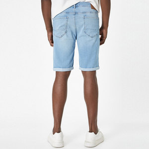 Shorts Bermuda en jean déchiré bleu clair pour homme, taille mi-haute, fermeture éclair, décontracté, en coton tissé respirant, coupe ajustée, anti-UV, séchage rapide - Product Image 2