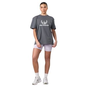 Women's Charcoal Grey Oversized Boyfriend T Shirt Premium Cotton Crew Neck Casual Everyday Fashion Top Apparel Wear - Product Image 1